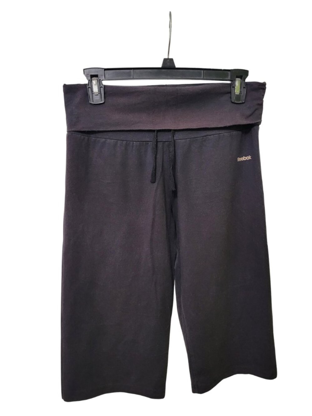 Reebok Fold-Over High-Waist Drawstring Yoga Crop Pants | Medium